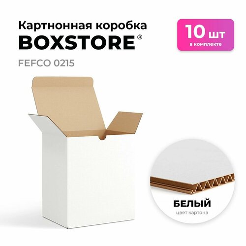 Самосборные картонные коробки BOXSTORE 0215 T24E МГК цвет: белый/бурый - 10 шт. внутренний размер 12x8x9 см 12х8х9 см упаковка: коробка фото