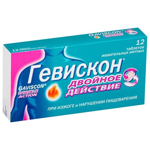 Гевискон Двойное Действие таб. жев., 12 шт., мятный фото