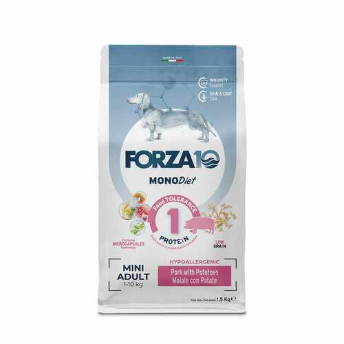 Forza10 MonoDiet Adult Mini Maiale con Patate сухой корм для взрослых собак мелких пород со свининой и картофелем - 1,5 кг фото