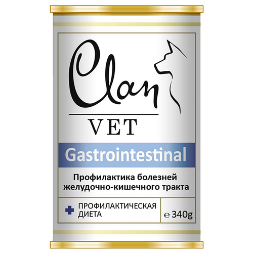 Влажный корм для собак CLAN VET, при болезнях ЖКТ 1 уп. х 10 шт. х 340 г (для мелких пород) фото