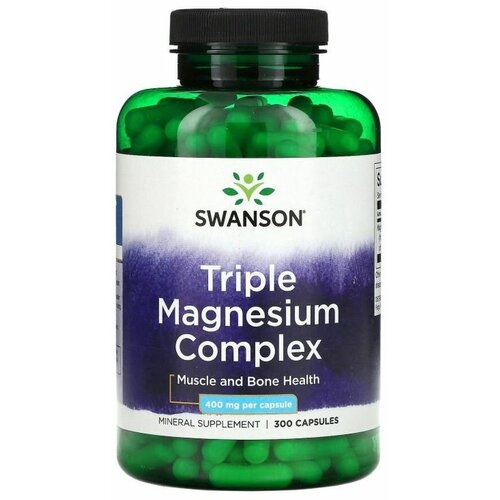 Магний 400 мг тройной комплекс Swanson Triple Magnesium Complex 300 капсул фото