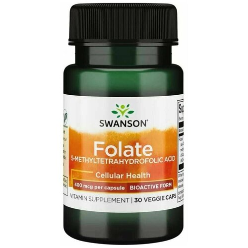 Фолиевая кислота 400 мкг SWANSON Folate 400 mcg - 30 капсул фото