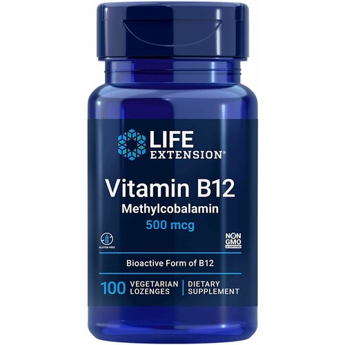 фотография Пастилки Life Extension Vitamin B12, 50 г, 500 мкг, 100 шт., купить за 1080р