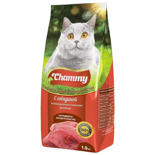 Сухой корм для кошек Chammy с говядиной 1900 г фото