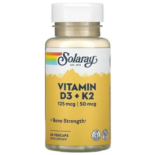 Solaray Vitamin D3 + K2 60 вегетарианских капсул фото