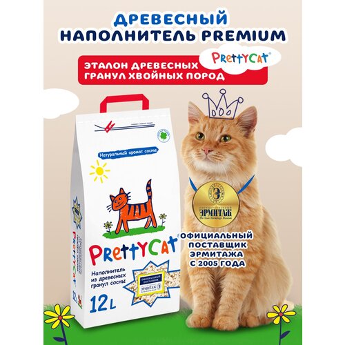 фотография Впитывающий наполнитель PrettyCat Wood Granules, 12л, 1 шт., купить за 499р