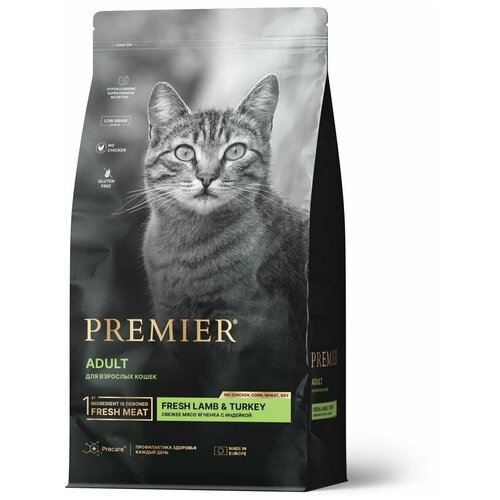 Сухой корм для кошек Premier cat Lamb&Turkey ADULT (Свежее мясо ягненка с индейкой для кошек) 400 г. фото