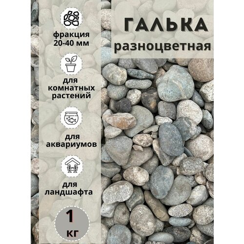 Галька разноцветная(пестрая) 20-40мм (1кг) Грунт для аквариума/террариума фото