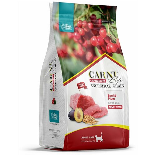 Сухой корм для кошек Carni Life Adult​, низкозерновой, говядина с черносливом и клюквой 1,5 кг фото