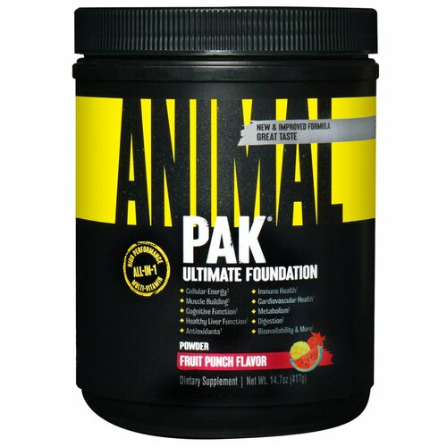 Animal Pak Ultimate Foundation, добавка с мультивитаминами, со вкусом фруктового пунша, 417 г (14,7 унции) фото