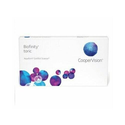 Контактные линзы CooperVision Biofinity Toric., 3 шт., R 8,7, D -2,75, CYL: -0,75, AХ: 130, бесцветный, 1 уп. фото