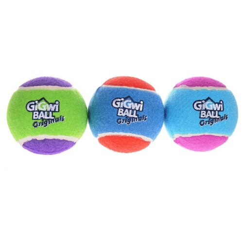 Набор игрушек  для кошек   GiGwi GiGwi ball Original средний (75338),  голубой/красный/фиолетовый, 3шт. фото