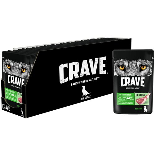 фотография Корм консервированный полнорационный CRAVE для взрослых собак всех пород с ягненком в соусе, 28 шт по 85г., купить за 2156р