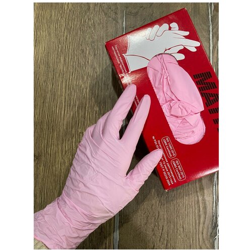 Перчатки нитриловые MATRIX Pink Nitrile, цвет: розовый, размер: XS, 100 шт. (50 пар), 7 грамм нитрила - пара фото