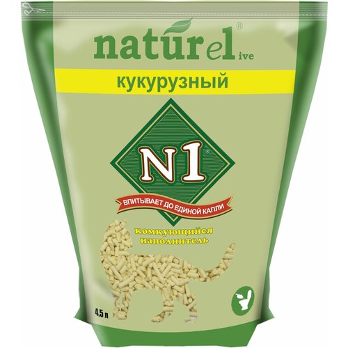 Наполнитель для кошачьего туалета №1 NATUReL Кукурузный комкующийся, 4,5 л фото