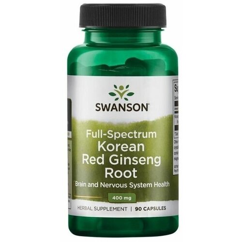 Swanson Full Spectrum Korean Red Ginseng Root (Полный спектр корейского красного корня женьшеня) 400 мг 90 капсул фото