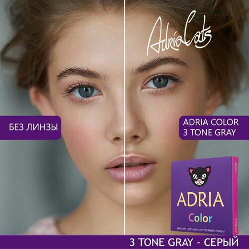 Контактные линзы ADRIA Color 3 tone, 2 шт., R 8,6, D 0, gray, 1 уп. фото