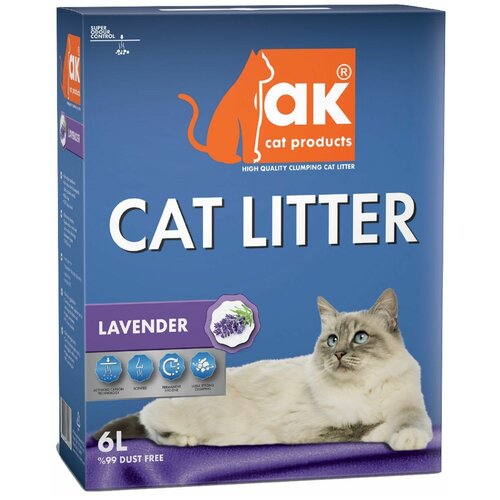 AK Cat Lavander Комкующийся бентонитовый наполнитель с ароматом лаванды 6л фото