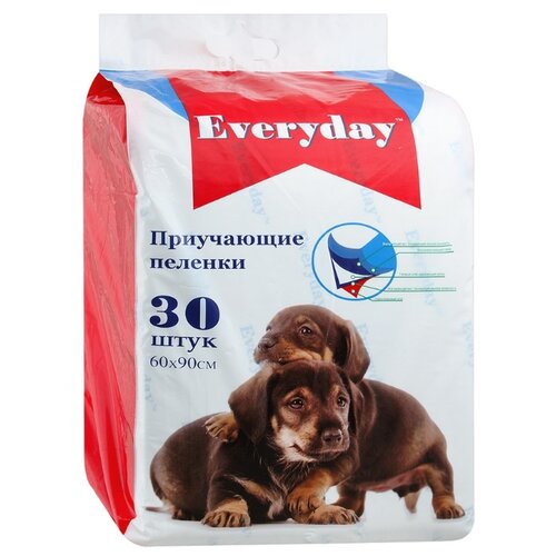 Пеленки для щенков впитывающие Everyday Гелевые 90х60 см 30 шт. 1 шт. 90 см 60 см белый фото