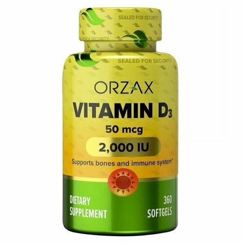 Orzax Vitamin D3 2000IU / Орзакс Витамин Д3 2000МЕ 360 капсул фото