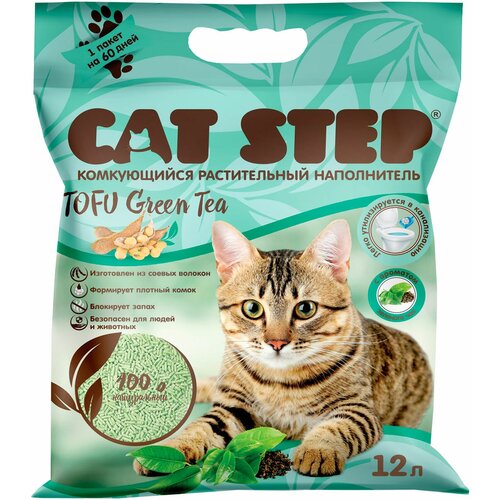 CAT STEP TOFU GREEN TEA - Кэт степ наполнитель комкующийся для туалета кошек (6 + 6 л) фото