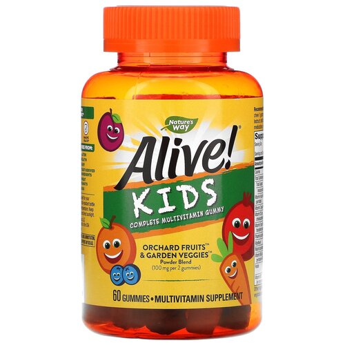 Пастилки Nature's Way Alive! Kids Multivitamin Gummy, 200 г, 200 мл, 60 шт. фото