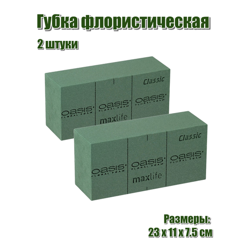 Флористическая губка для цветов (пена), 23 х 11 х 7,5 см, 2 штуки фото