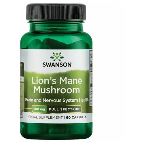 Здоровье мозга и психики Swanson Full Spectrum Lions Mane Mushroom 500 mg (60 капсул) фото