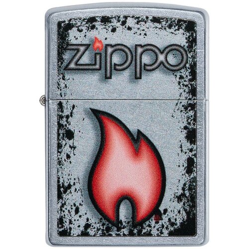 фотография Оригинальная бензиновая зажигалка ZIPPO Classic 49576 Flame Design с покрытием Street Chrome - Пламя ZIPPO, купить за 6010р