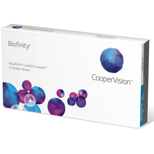 Контактные линзы CooperVision Biofinity, 6 шт., R 8,6, D -4, 1 уп. фото