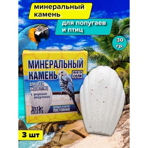 Минеральный камень для попугаем и всех птиц с морской ракушкой без соли 3 шт фото