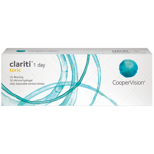 Контактные линзы CooperVision Clariti 1 day toric., 30 шт., R 8,6, D -5,75, CYL: -1,25, AХ: 110, ADD: +1.00 D, прозрачный, 1 уп. фото