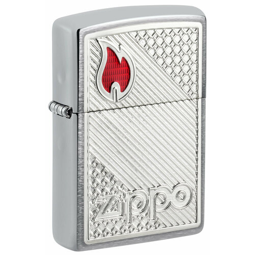 Зажигалка ZIPPO Classic с покрытием Brushed Chrome, латунь/сталь, серебристая, 38x13x57 мм фото