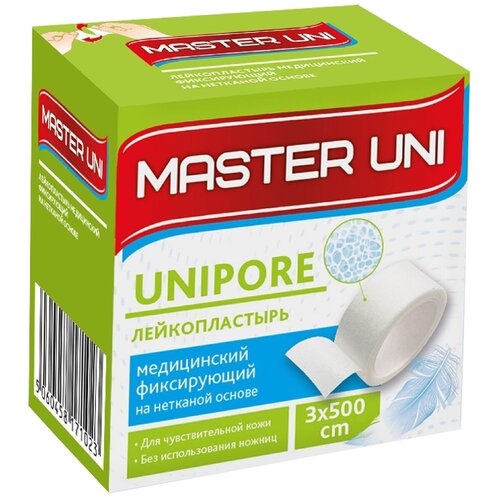 Master Uni UNIPORE лейкопластырь фиксирующий на нетканой основе, 3х500 см, 1 шт. белый фото