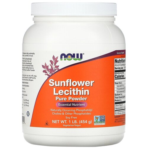 Порошок NOW Sunflower Lecithin, 454 г, 454 мл фото