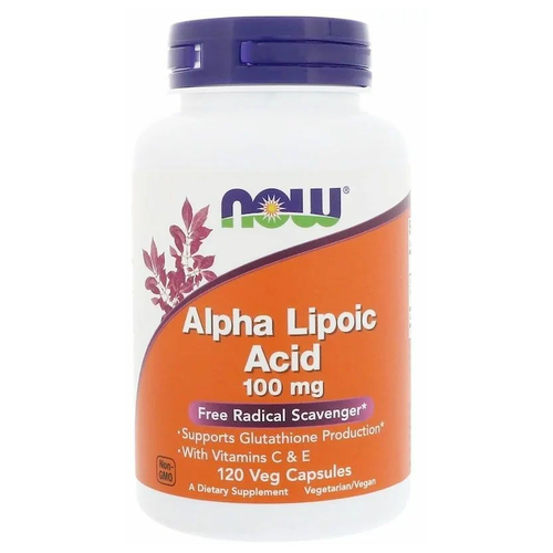 фотография Капсулы NOW Alpha Lipoic Acid with Vitamins C and E, 160 г, 100 мг, 120 шт., купить за 1790р