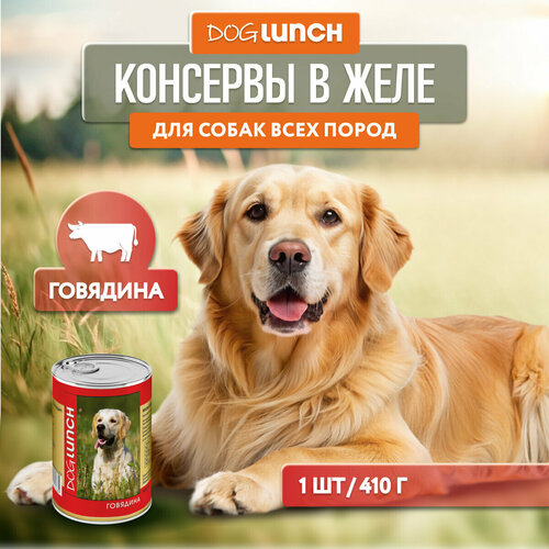 фотография Влажный корм для собак Dog Lunch говядина 1 уп. х 1 шт. х 410 г, купить за 143р