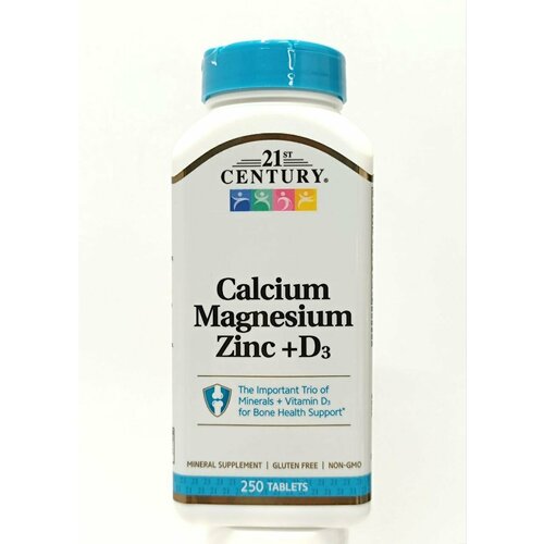 Таблетки Calcium Magnesium Zinc + D3 от 21 st Century, 250 штук в упаковке фото