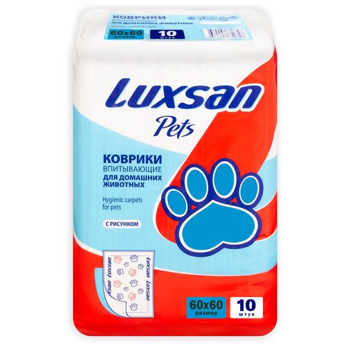 Пеленки для собак впитывающие Luxsan Pets с рисунком 60х60х20 см 10 шт. 60 см 60 см 20 см красный фото