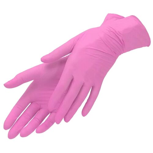 Перчатки смотровые MATRIX Pink Nitrile, текстурированные на пальцах, 50 пар, размер: M, цвет: pink, 1 уп. фото