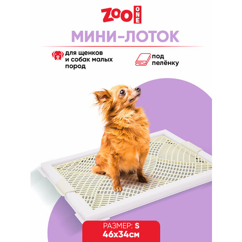 Туалет лоток для собак Zoo One с сеткой, Мини, 46 х 34 х 2 см, белый, P104-11 фото