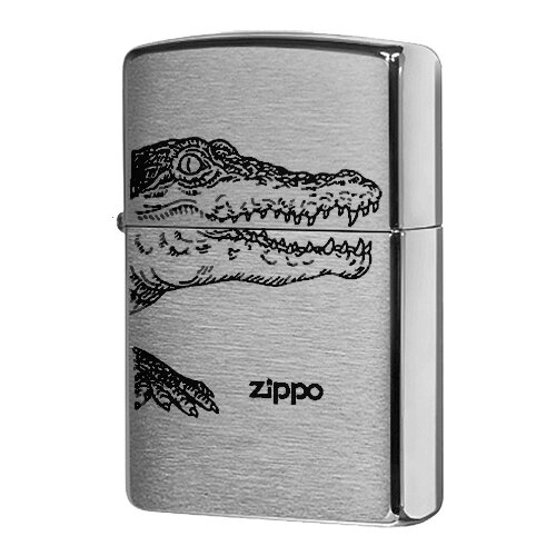 фотография Оригинальная бензиновая зажигалка ZIPPO 200 Alligator с покрытием Brushed Chrome - Крокодил, купить за 4070р