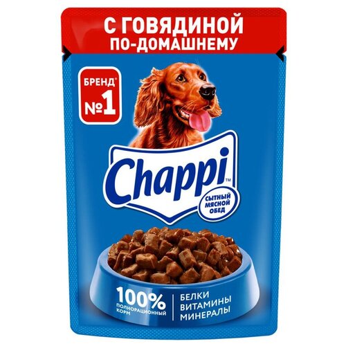 фотография Влажный корм для собак Chappi говядина по-домашнему 1 уп. х 24 шт. х 85 г, купить за 1070р