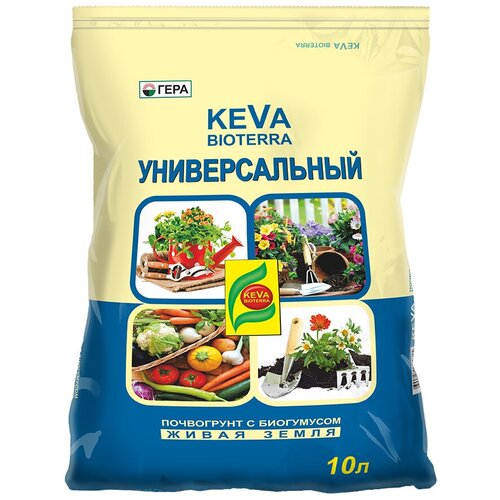 Почвогрунт Гера Keva Bioterra универсальный черный, 10 л, 3 кг фото