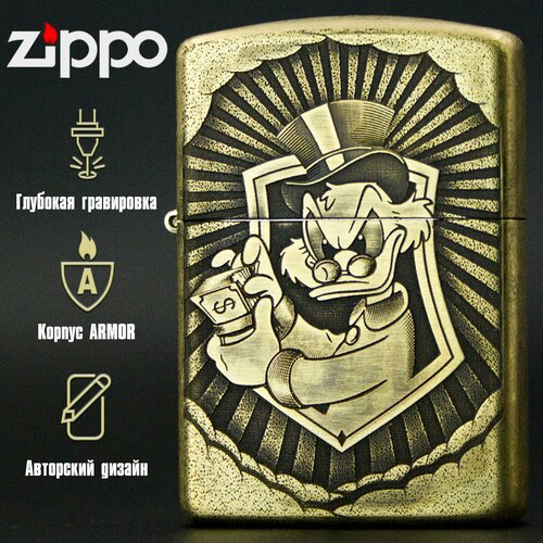 Зажигалка бензиновая Zippo Armor с гравировкой Money Maker фото