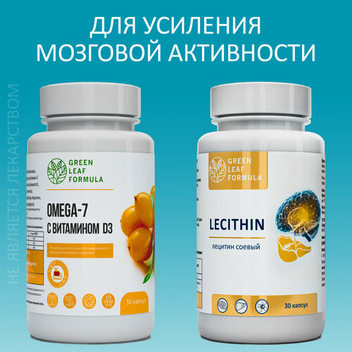 Набор (2 банки) омега 7 и LECITHIN Лецитин, витамины для мозга и нервной системы, для кишечника, для снижение веса и аппетита, витамин D3, облепиховое масло, масло черного тмина фото