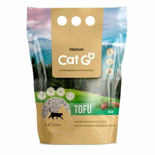 Наполнитель Cat Go TOFU комкующийся, растительный с ароматом хвои, 2,5 кг (6 л) фото