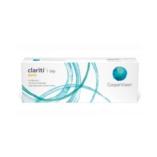 Контактные линзы CooperVision Clariti 1 day toric., 30 шт., R 8,6, D -0,75, CYL: -1,25, AХ: 60, ADD: +1.00 D, прозрачный, 1 уп. фото