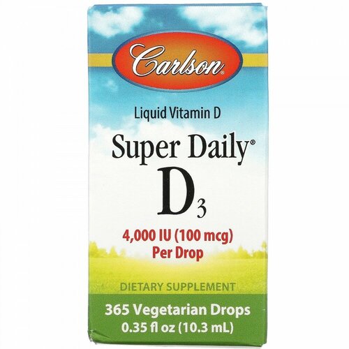 Carlson, Super Daily D3, 1000 МЕ, 10,3 мл (0,35 жидк. унции) фото