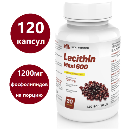 Соевый лецитин XL Lecithin Maxi, 120 капсул, фосфолипиды эссенциальные фото